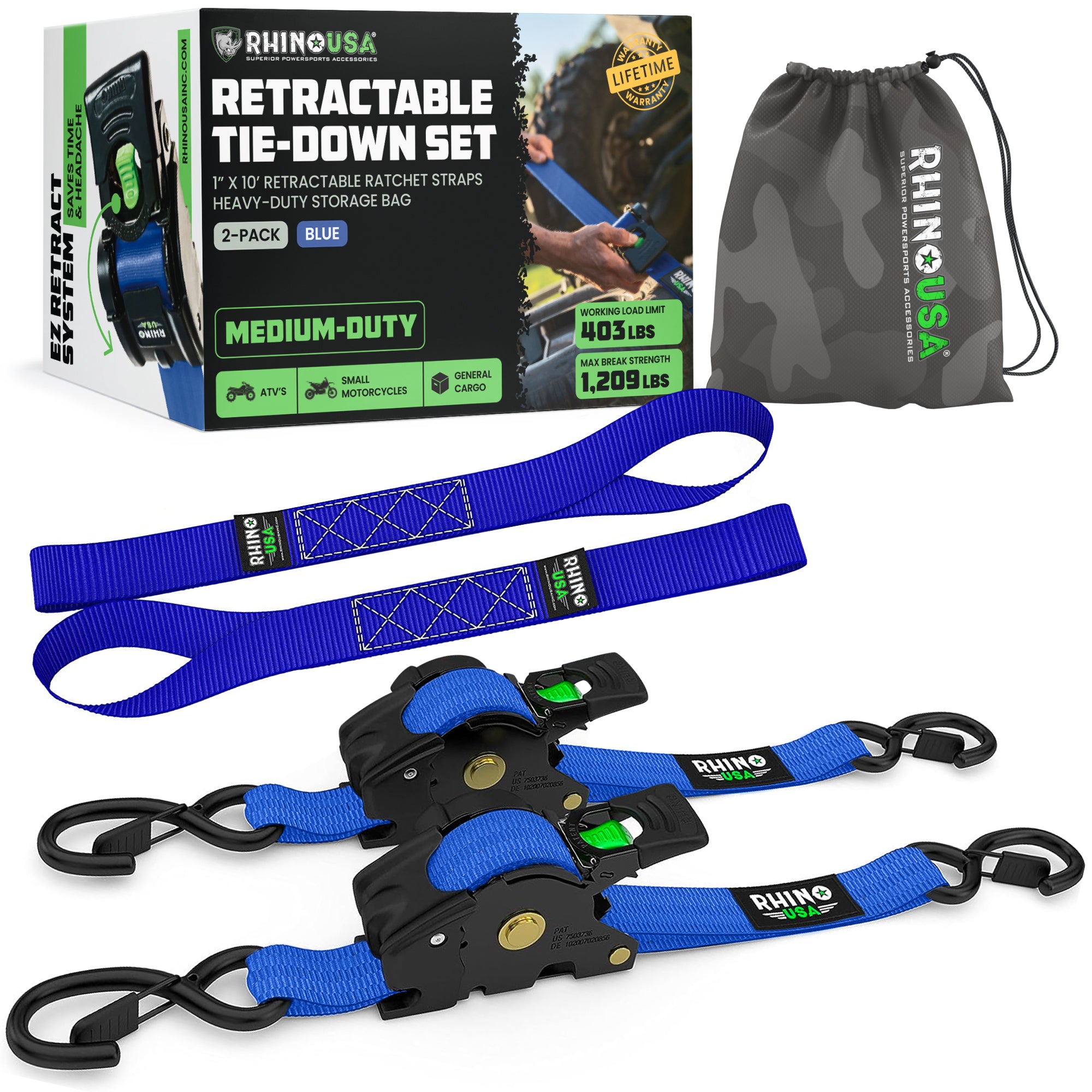 Correas retráctiles de trinquete de 1" x 10'