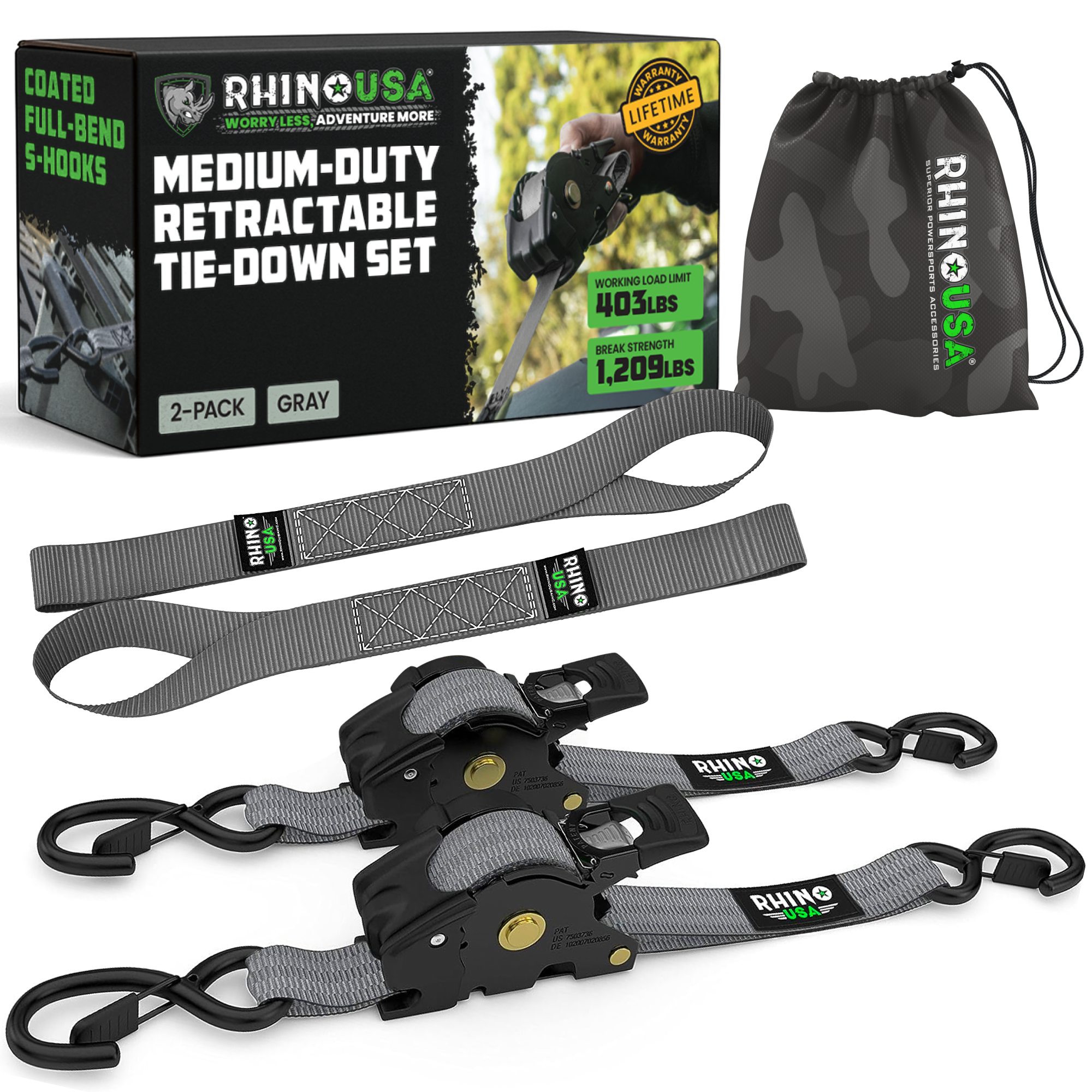 Correas retráctiles de trinquete de 1" x 10'