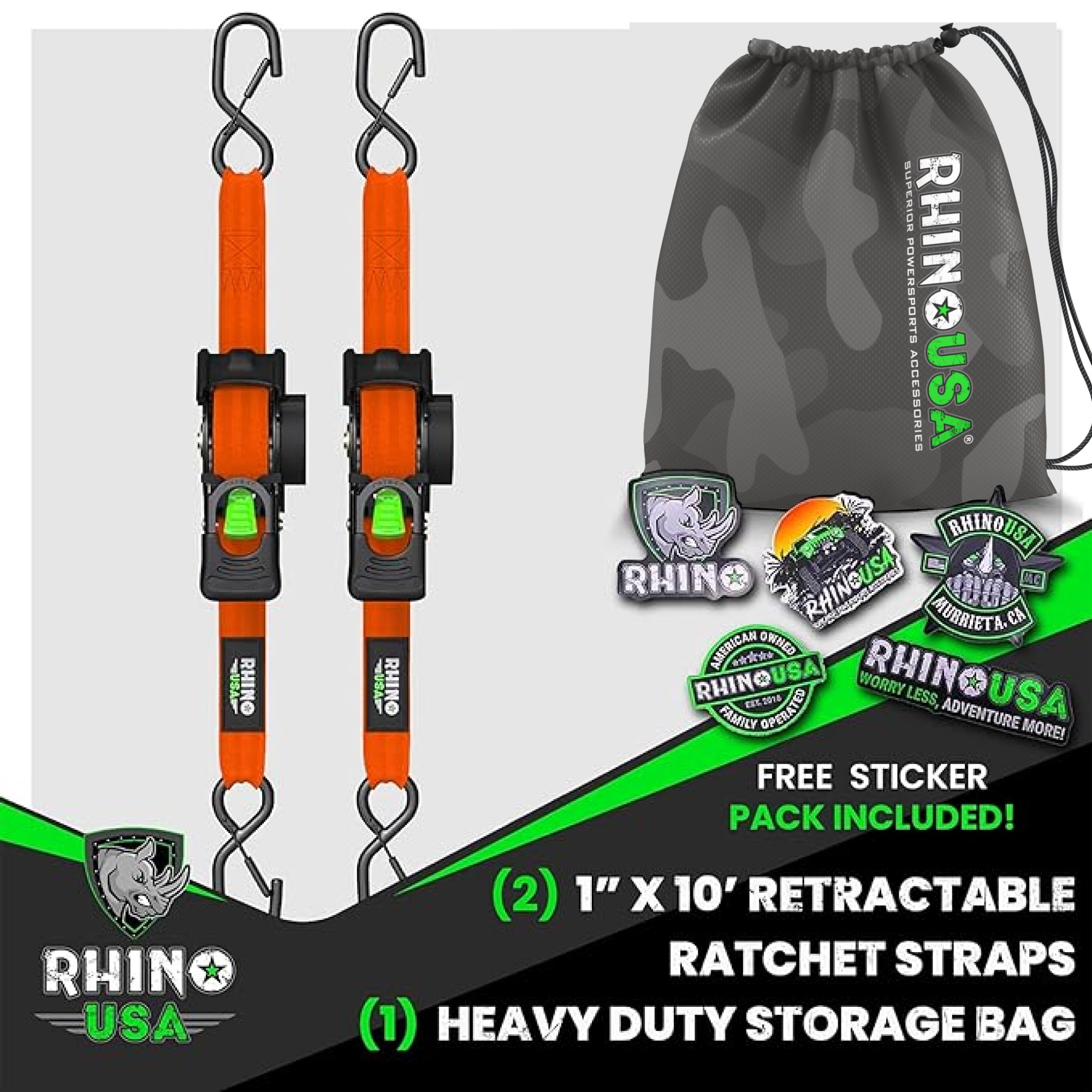 Correas retráctiles de trinquete de 1" x 10'