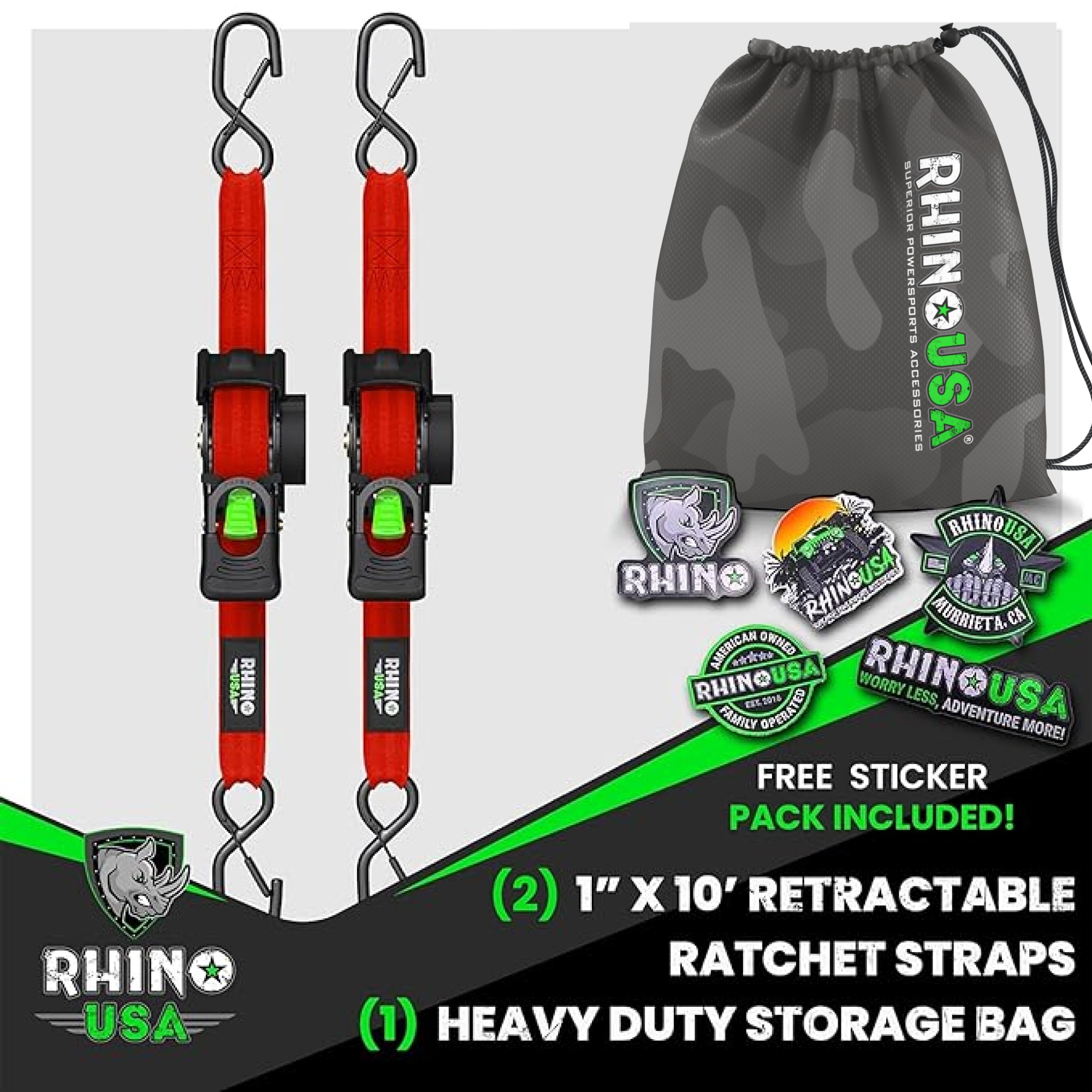 Correas retráctiles de trinquete de 1" x 10'