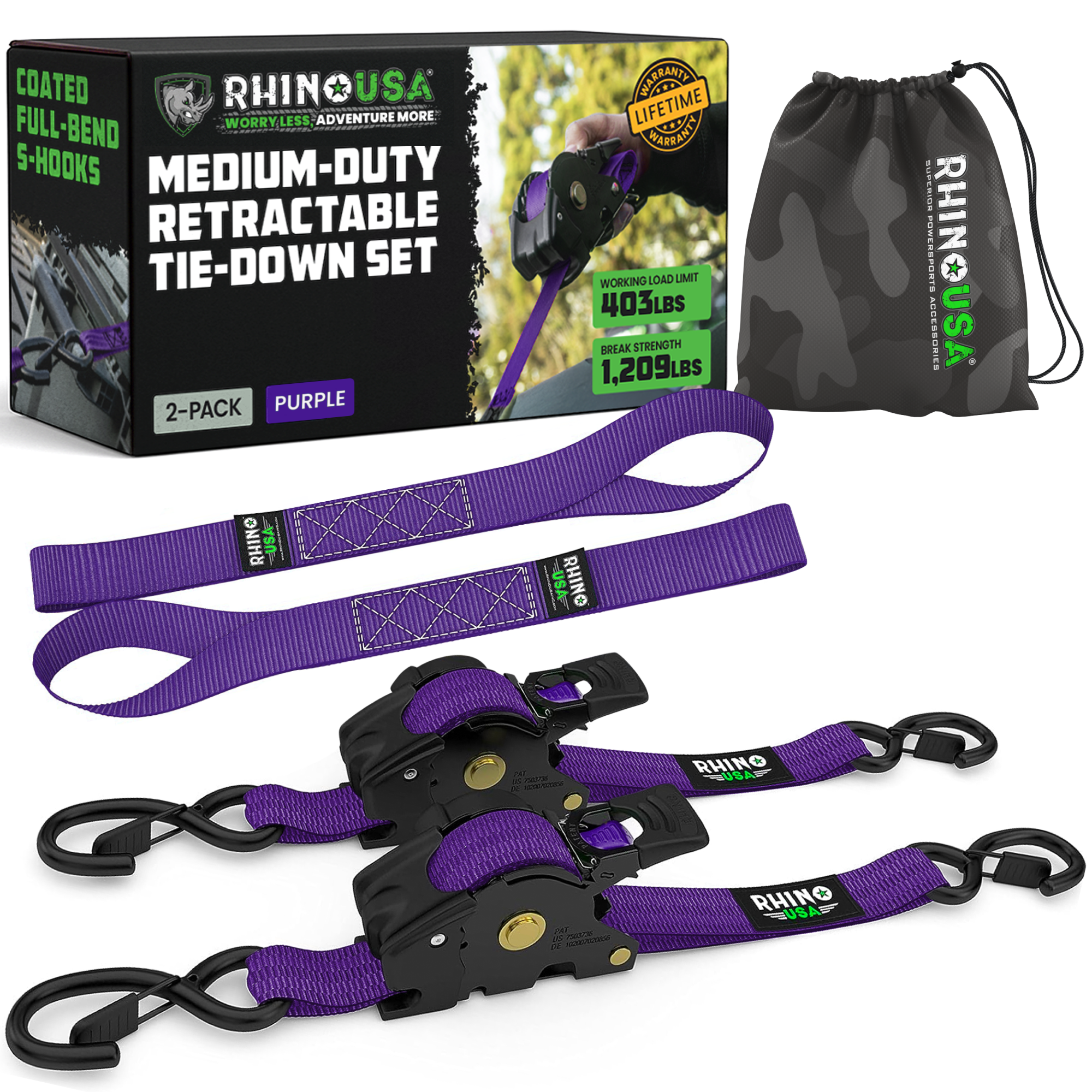 Correas retráctiles de trinquete de 1" x 10'