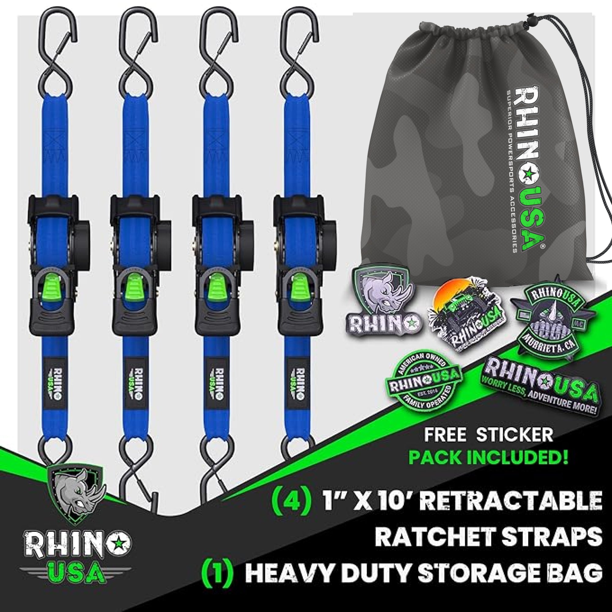 Correas retráctiles de trinquete de 1" x 10'