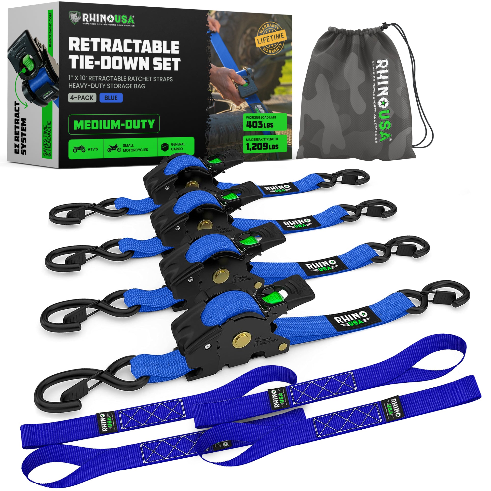 Correas retráctiles de trinquete de 1" x 10'