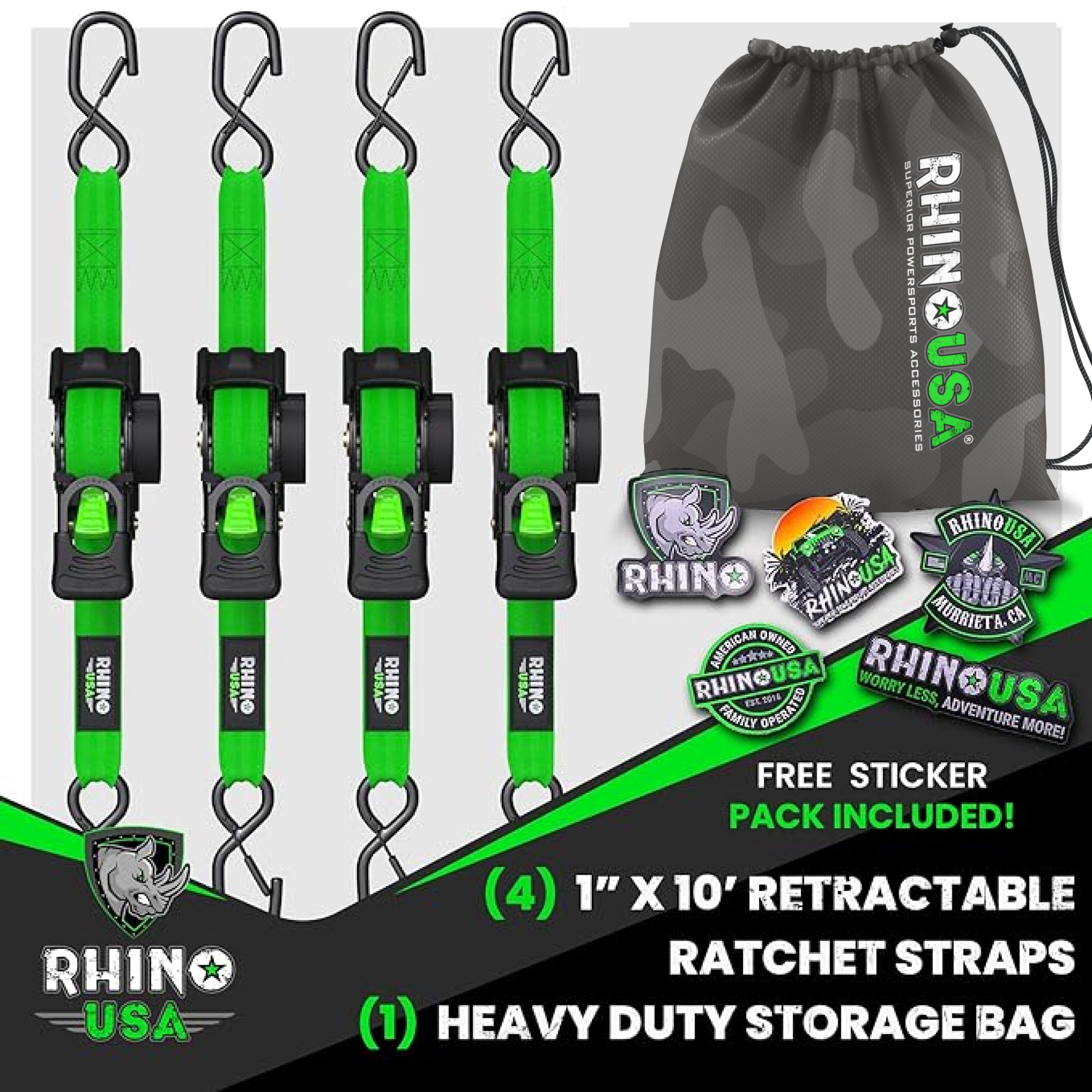 Correas retráctiles de trinquete de 1" x 10'