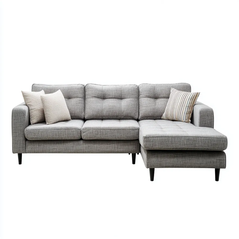 Ecksofa Stoff 250x150x85 cm – Hellgrau – Modernes Design-Nestiluxe