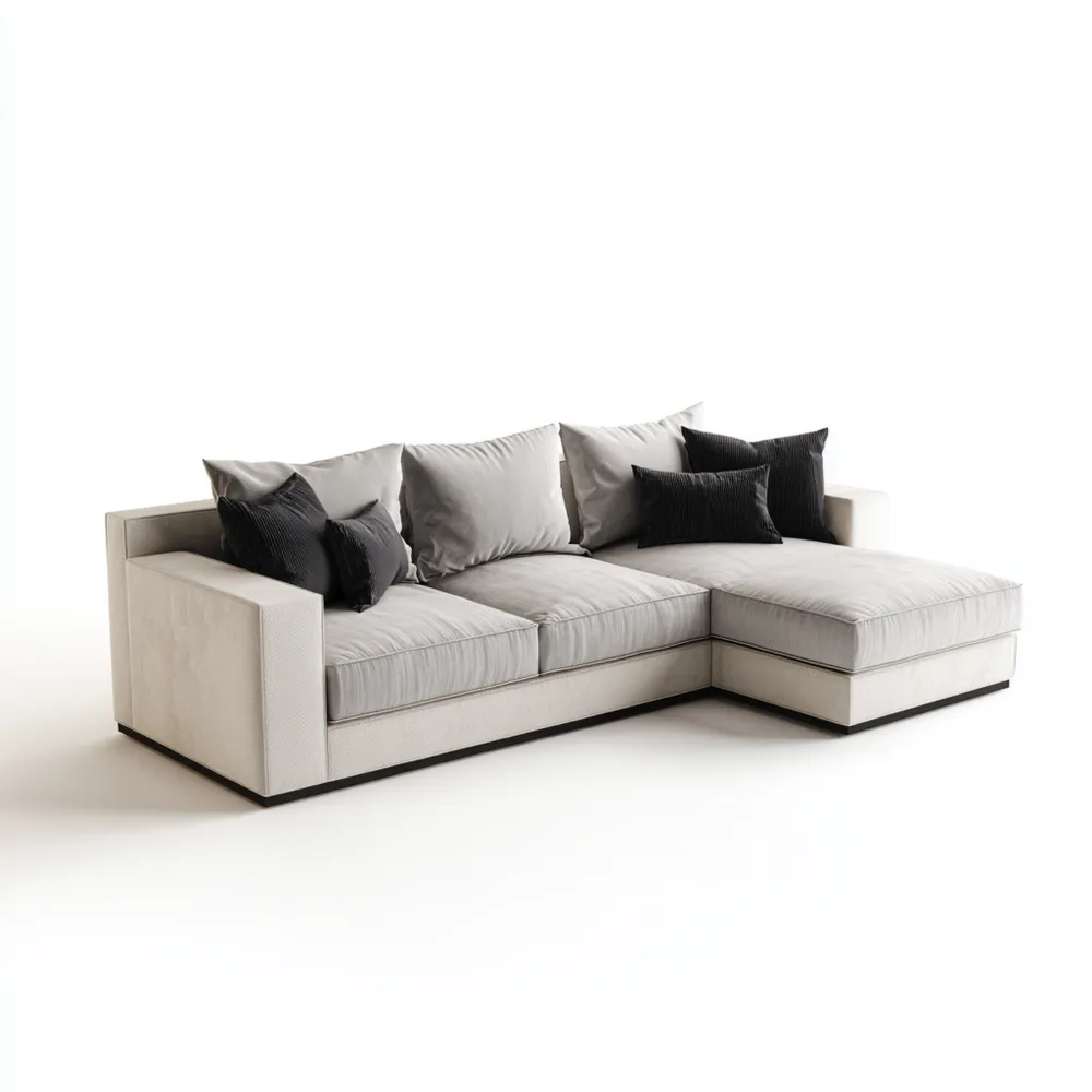 Ecksofa Stoffpolster 250x150x85 cm – Hellgrau/Schwarz – Modernes Design-Nestiluxe