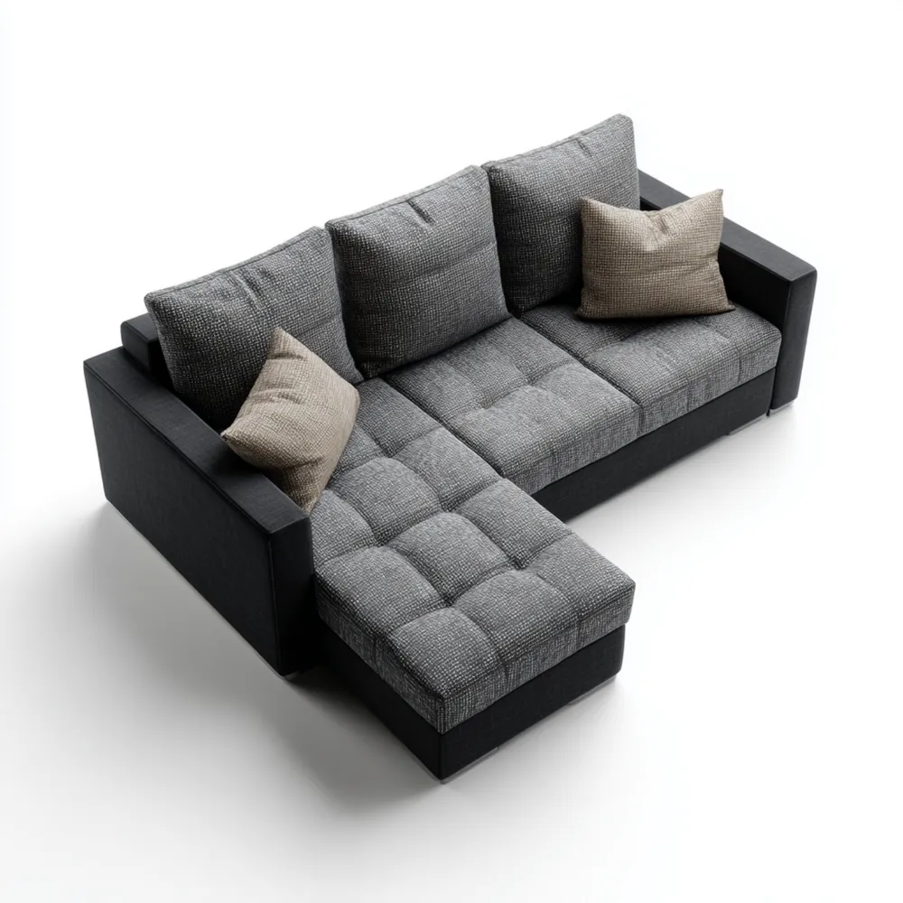 Modernes Ecksofa 250x150x85 cm – Hellgrau/Schwarz-Nestiluxe