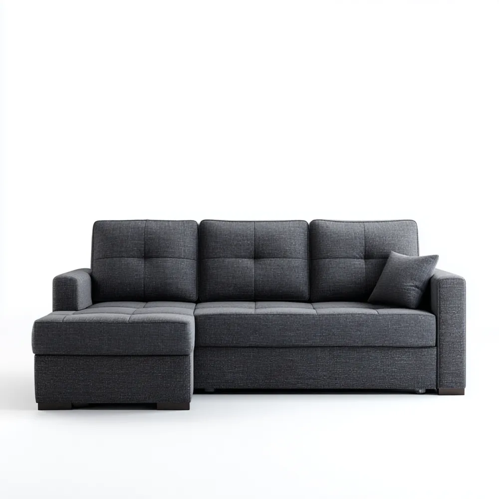 Ecksofa Stoffpolster 240x150x90 cm – Dunkelgrau – Modernes Design-Nestiluxe
