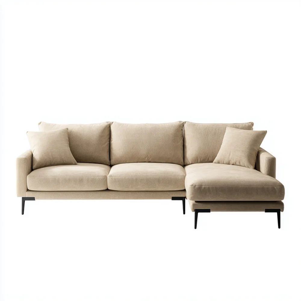 Ecksofa Stoff 250x150x85 cm – Beige – Modernes Design-Nestiluxe