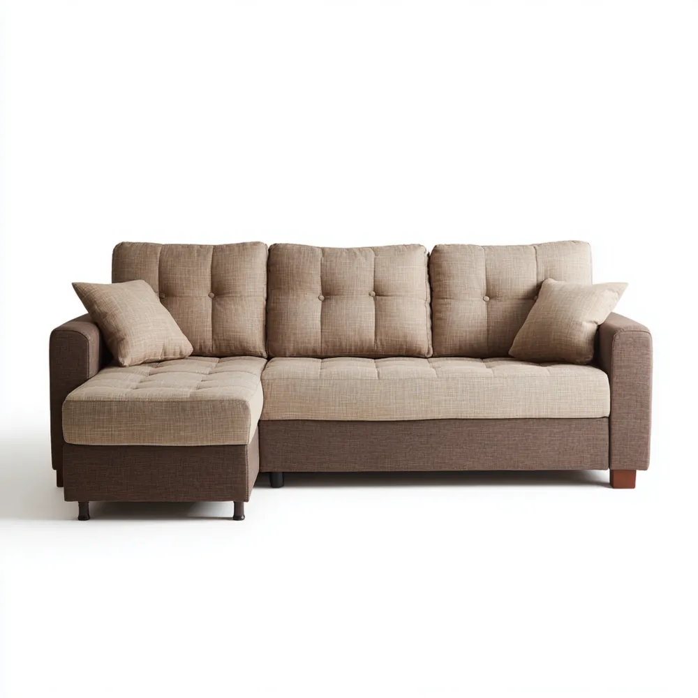 Ecksofa Stoff 250x160x85 cm - Braun/Beige - Modernes Design-Nestiluxe