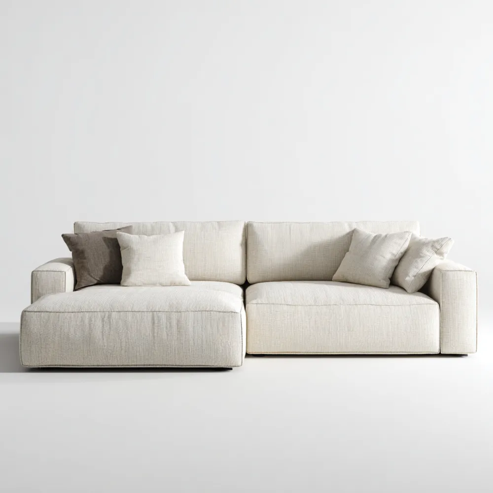 Ecksofa Stoff 300x105x85 cm – Creme – Modernes Design-Nestiluxe