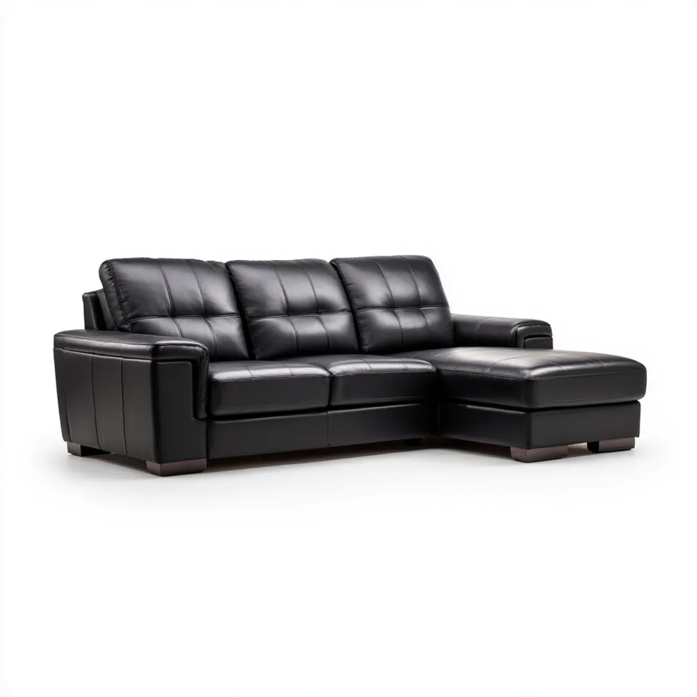 Ecksofa Leder 250x80x150 cm – Schwarz – Modernes Design-Nestiluxe