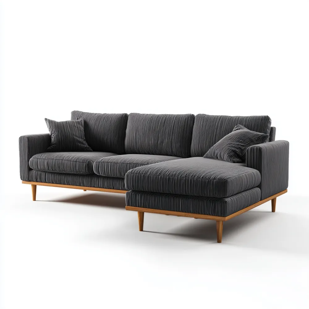 Ecksofa Cord 280x170x85 cm - Dunkelgrau - Modernes Design-Nestiluxe
