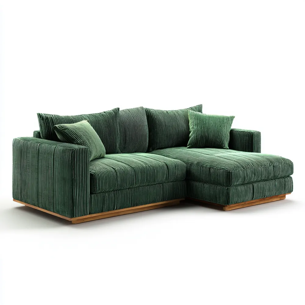 Ecksofa Samt 270x210x85 cm – Grün – Modernes Design-Nestiluxe