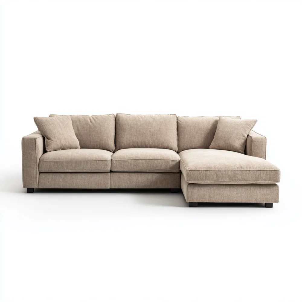 Ecksofa Stoff 275x150x85 cm - Beige - Modernes Design-Nestiluxe