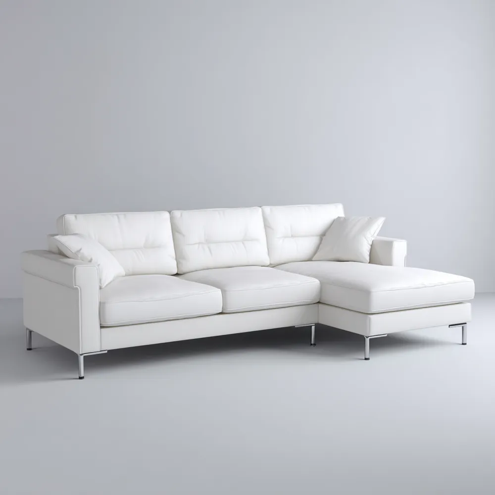 Ecksofa Leder 300x200x90 cm – Weiß – Modernes Design-Nestiluxe