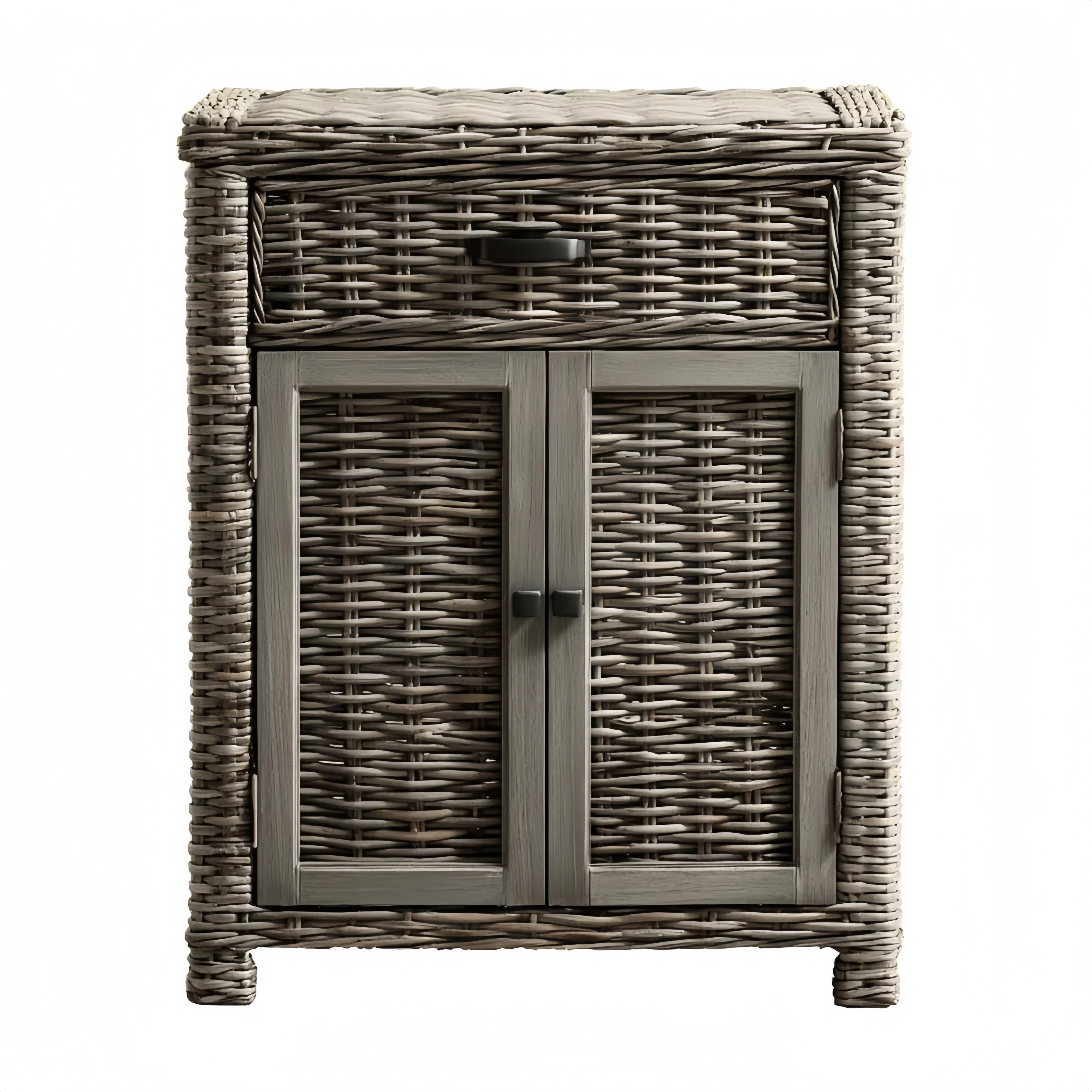 Aufbewahrungsschrank Rattan 60x40x80 cm - Grau - Rustikaler Stil
