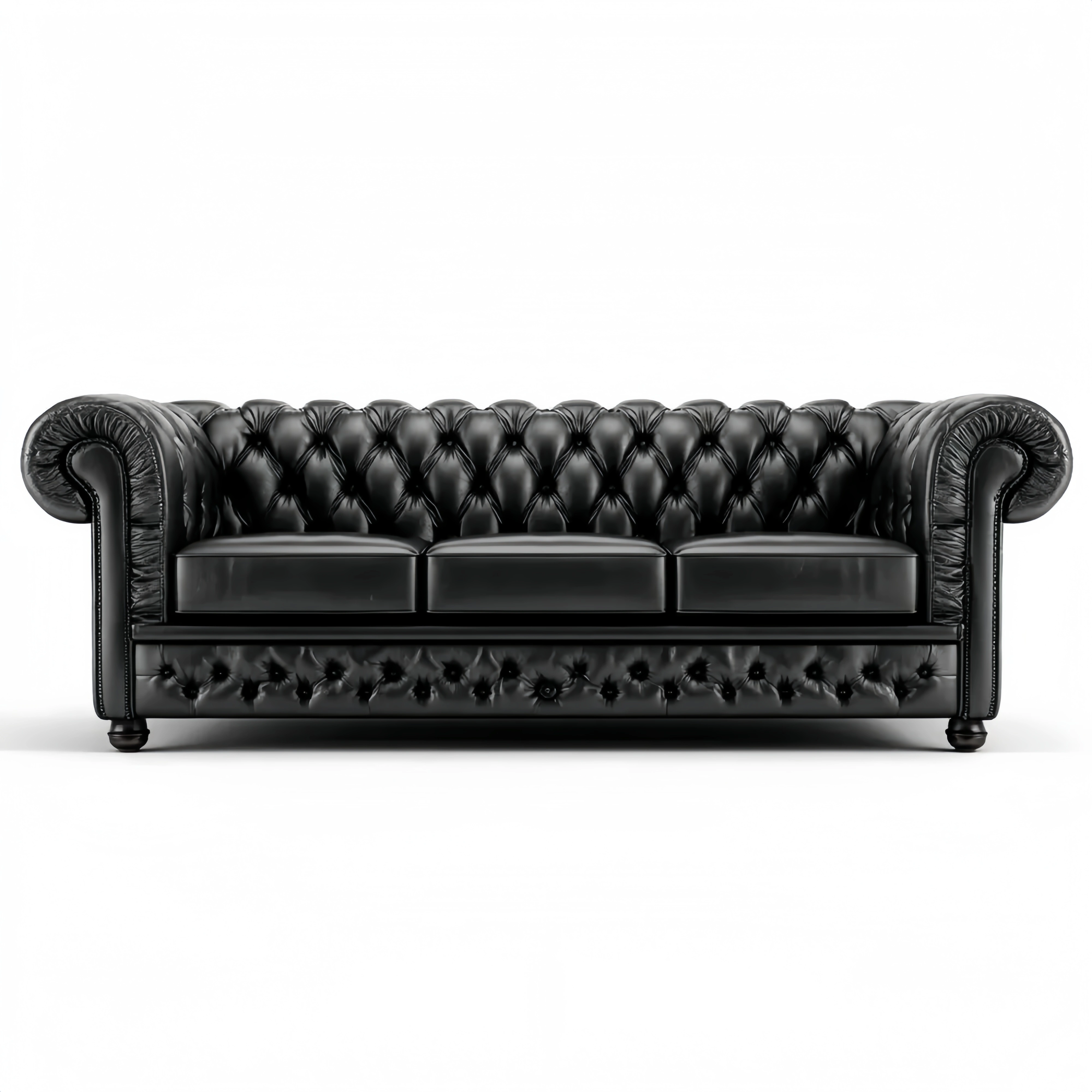 3-Sitzer-Sofa Leder 220x85x75 cm - Schwarz - Klassisches Design