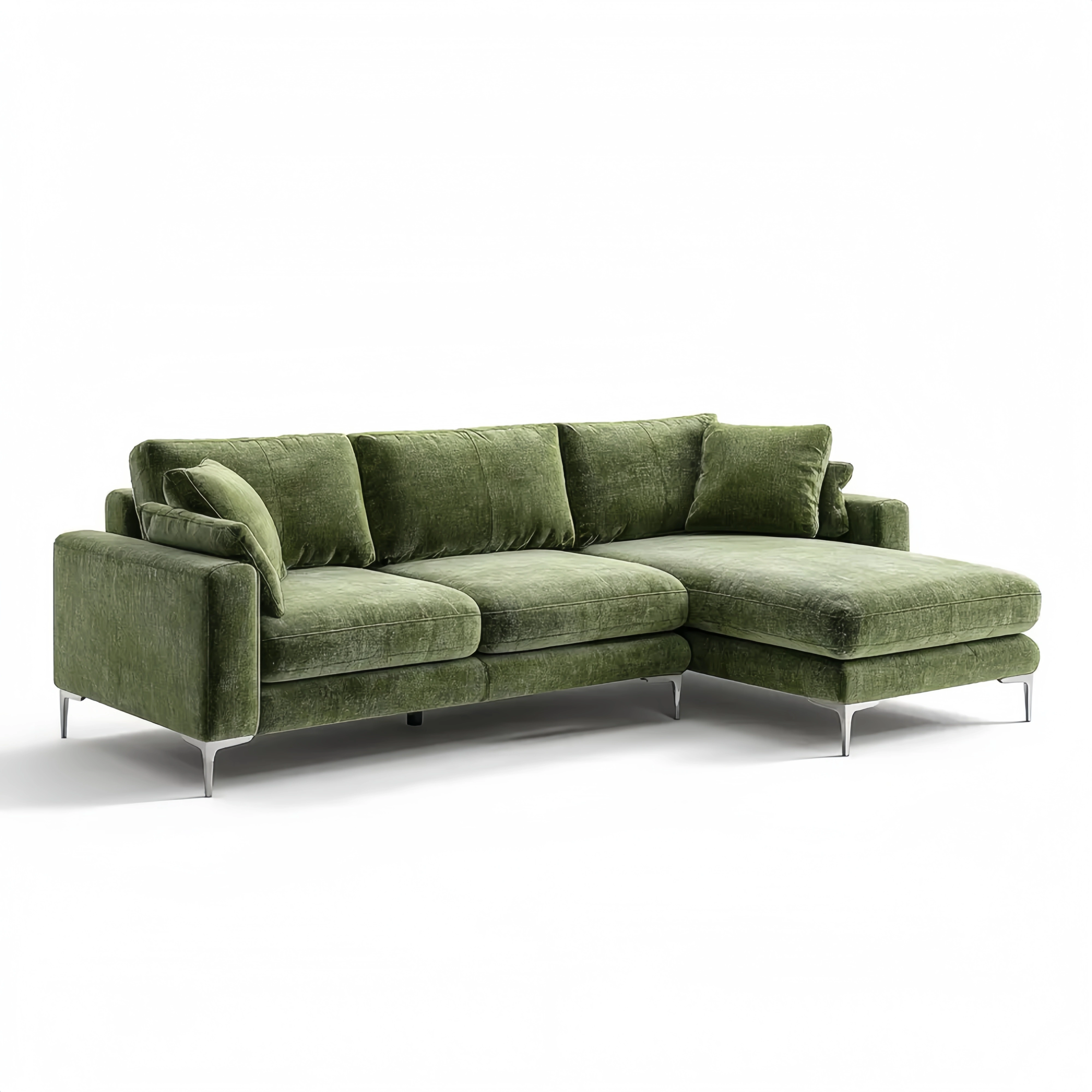 Ecksofa Samt 250x150x80 cm – Grün – Moderner Stil