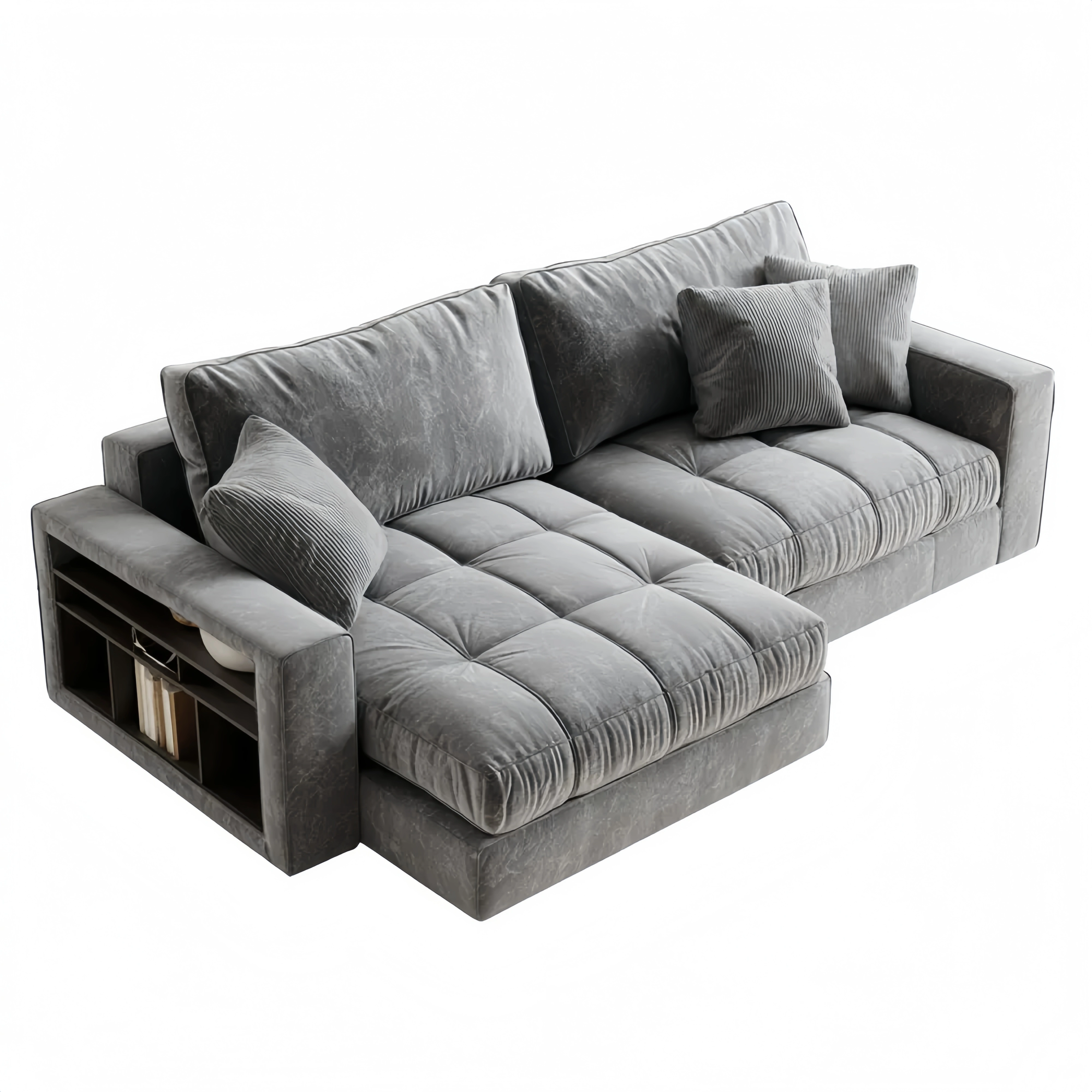 Ecksofa Stoffpolster 250x160x70 cm – Grau – Moderne Funktionalität