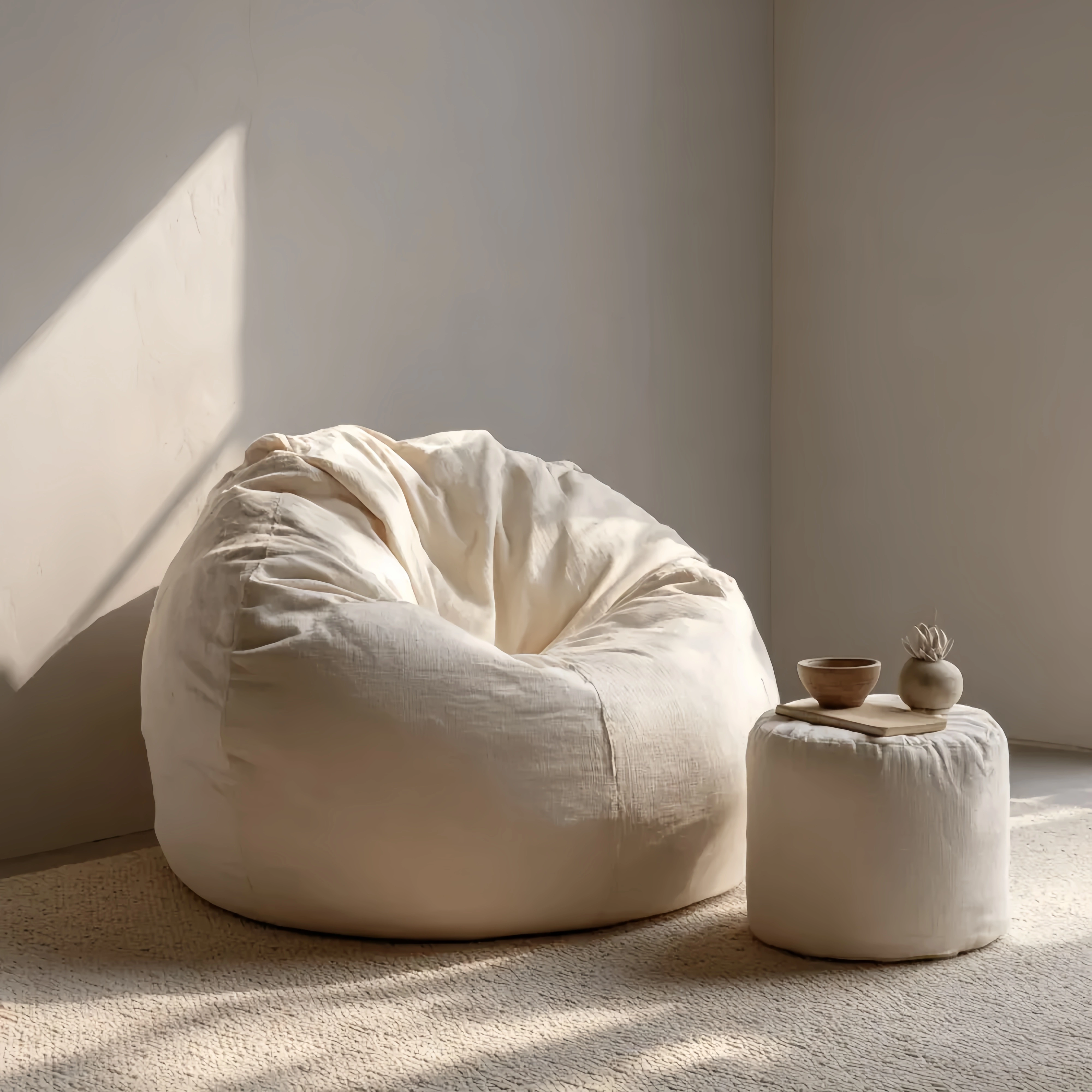 Sitzsack 90x100x90 cm Baumwolle - Beige - Bequemes Design