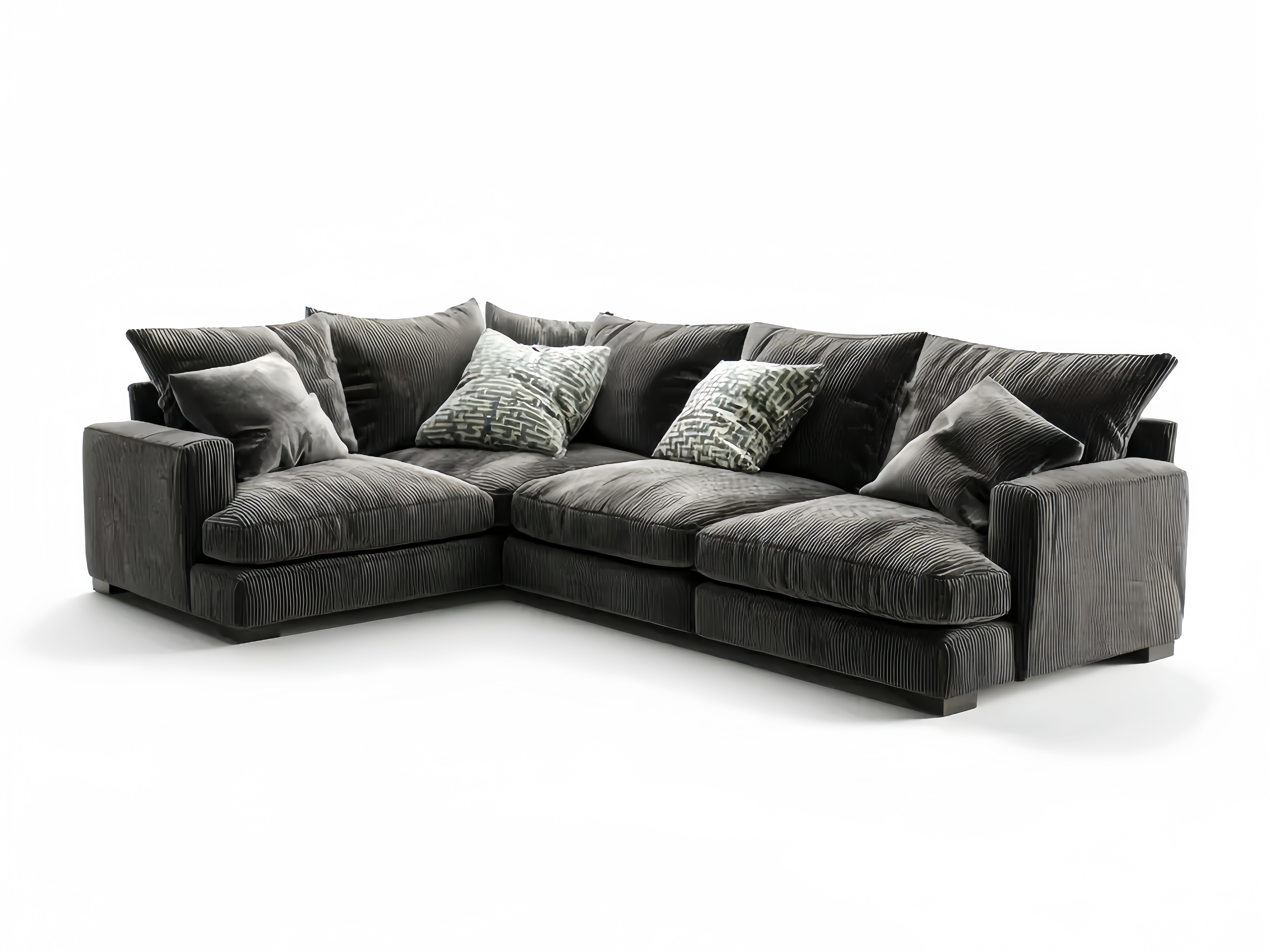 Ecksofa Cord 250x250x90 cm – Dunkelgrau – Moderner Stil