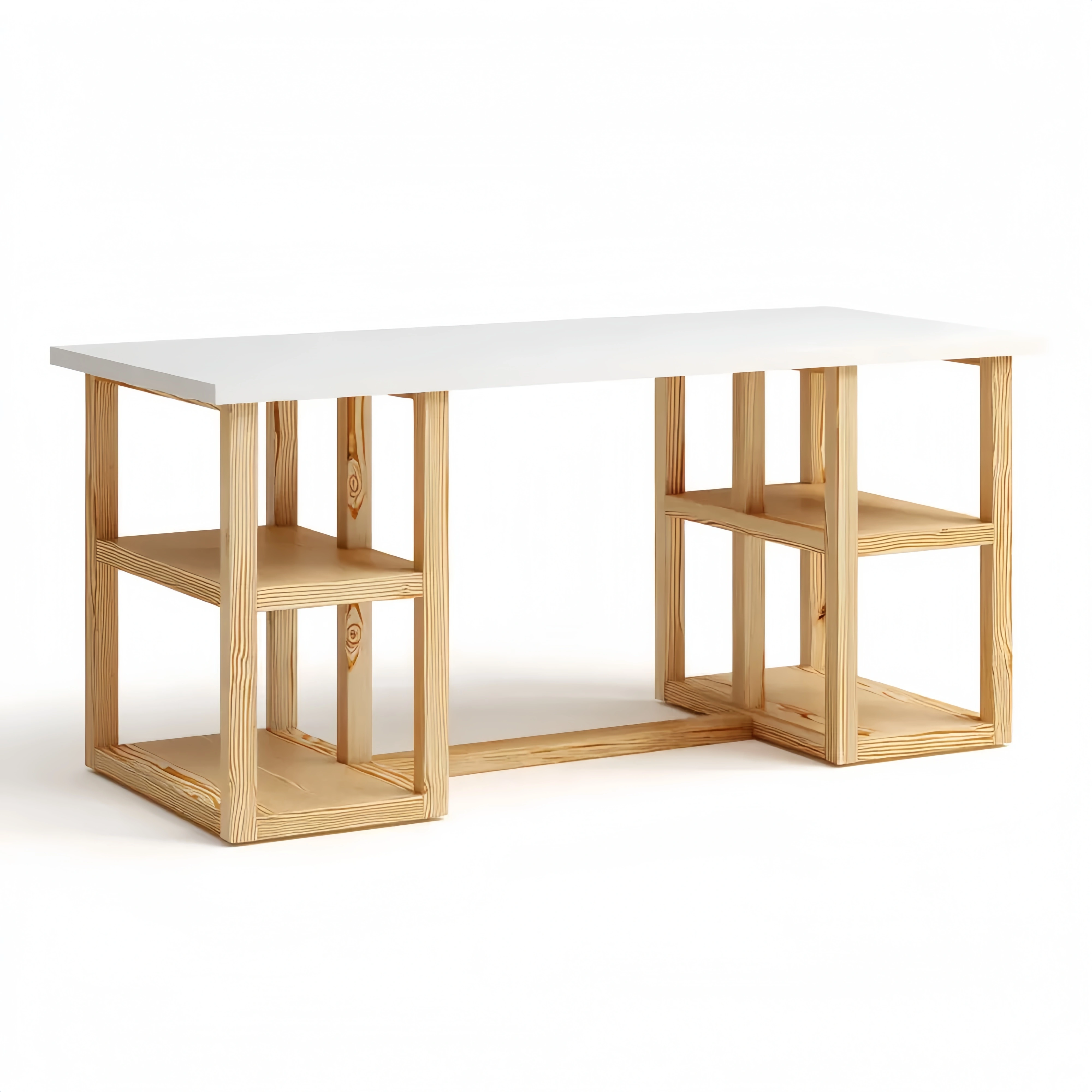 Moderner Schreibtisch 150x65x75 cm - Weiß/Holz