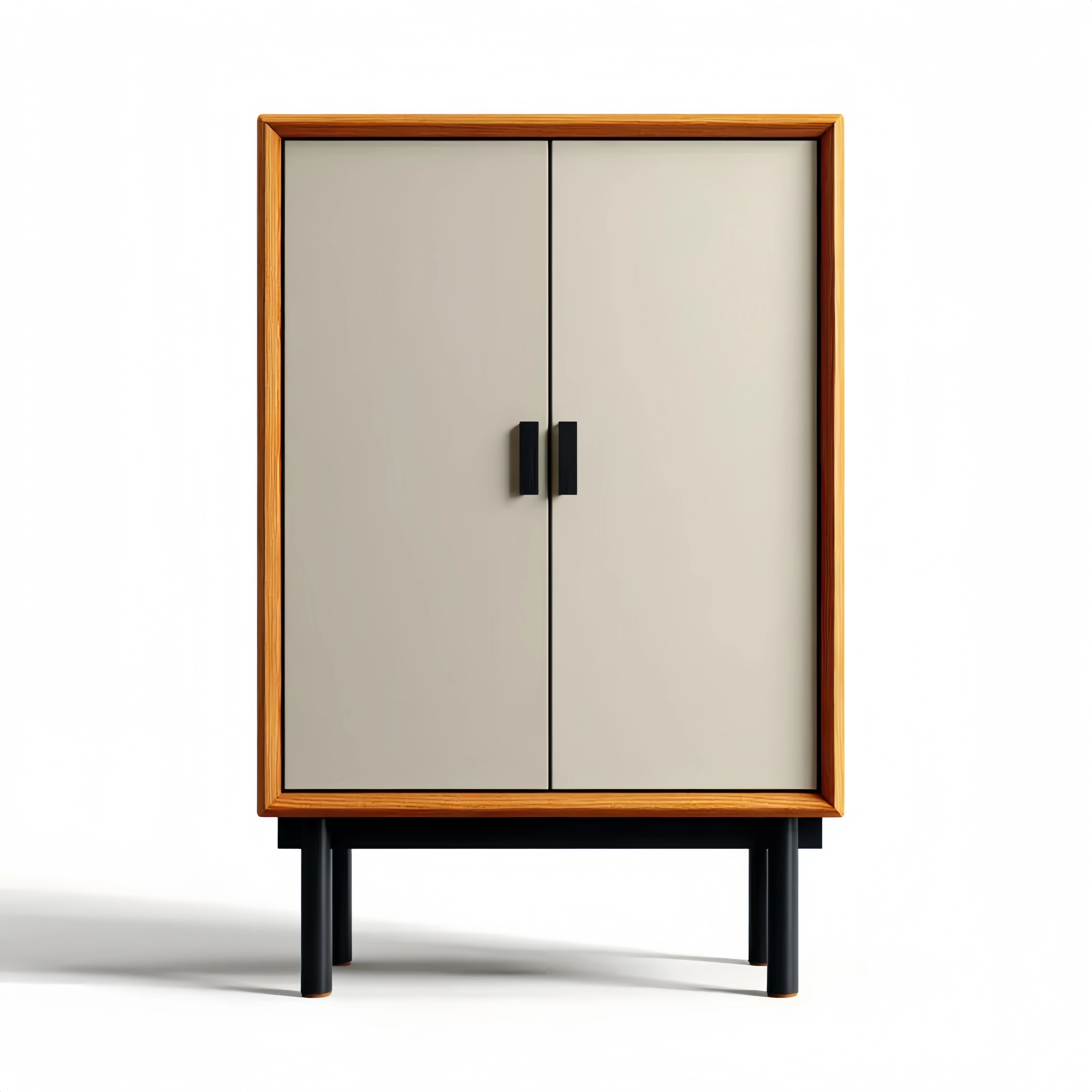 Aufbewahrungsschrank mit Holzrahmen 120x80x40 cm – Beige/Schwarz – Modernes Design