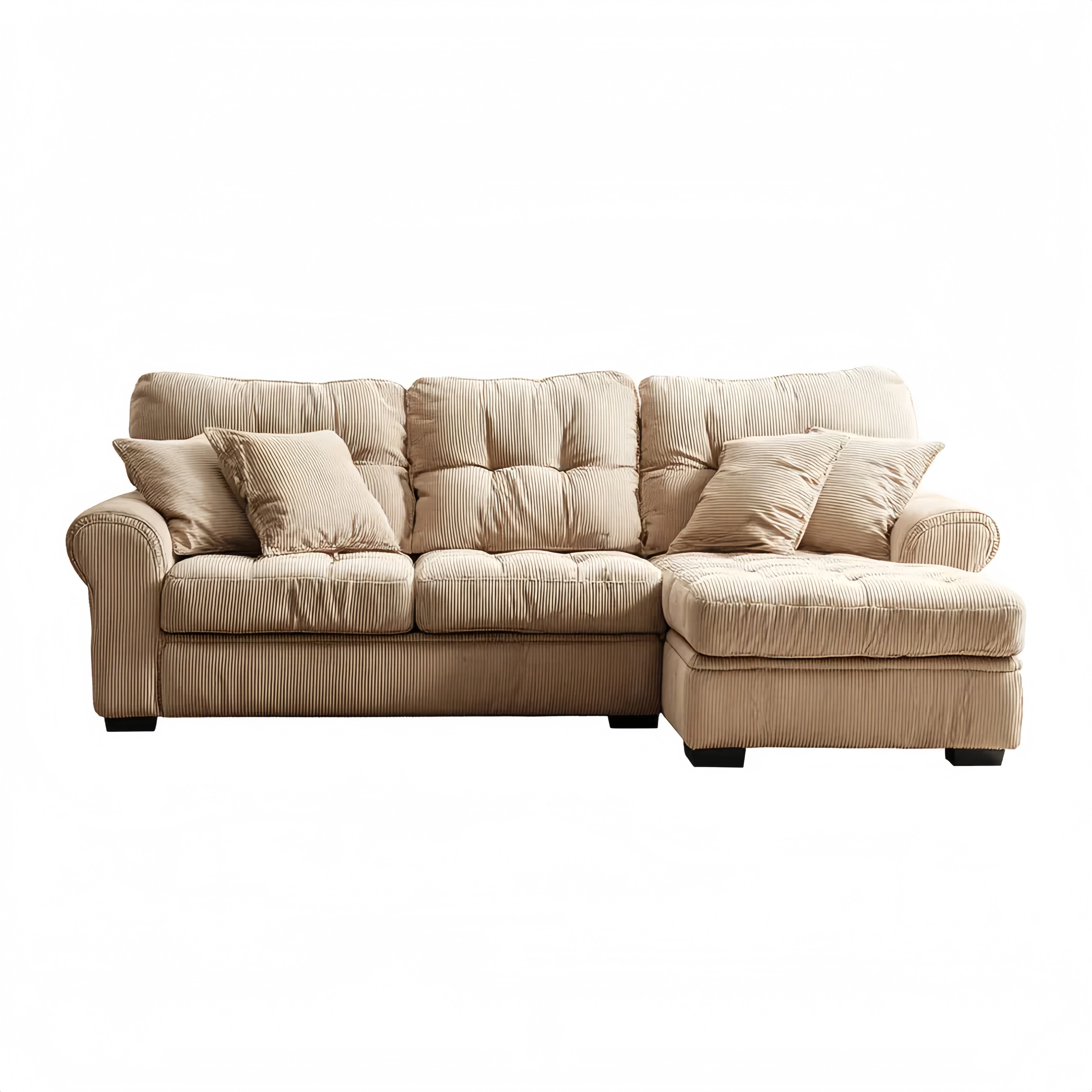 Ecksofa Cordstoff 260x160x85 cm – Beige – Komfort Design