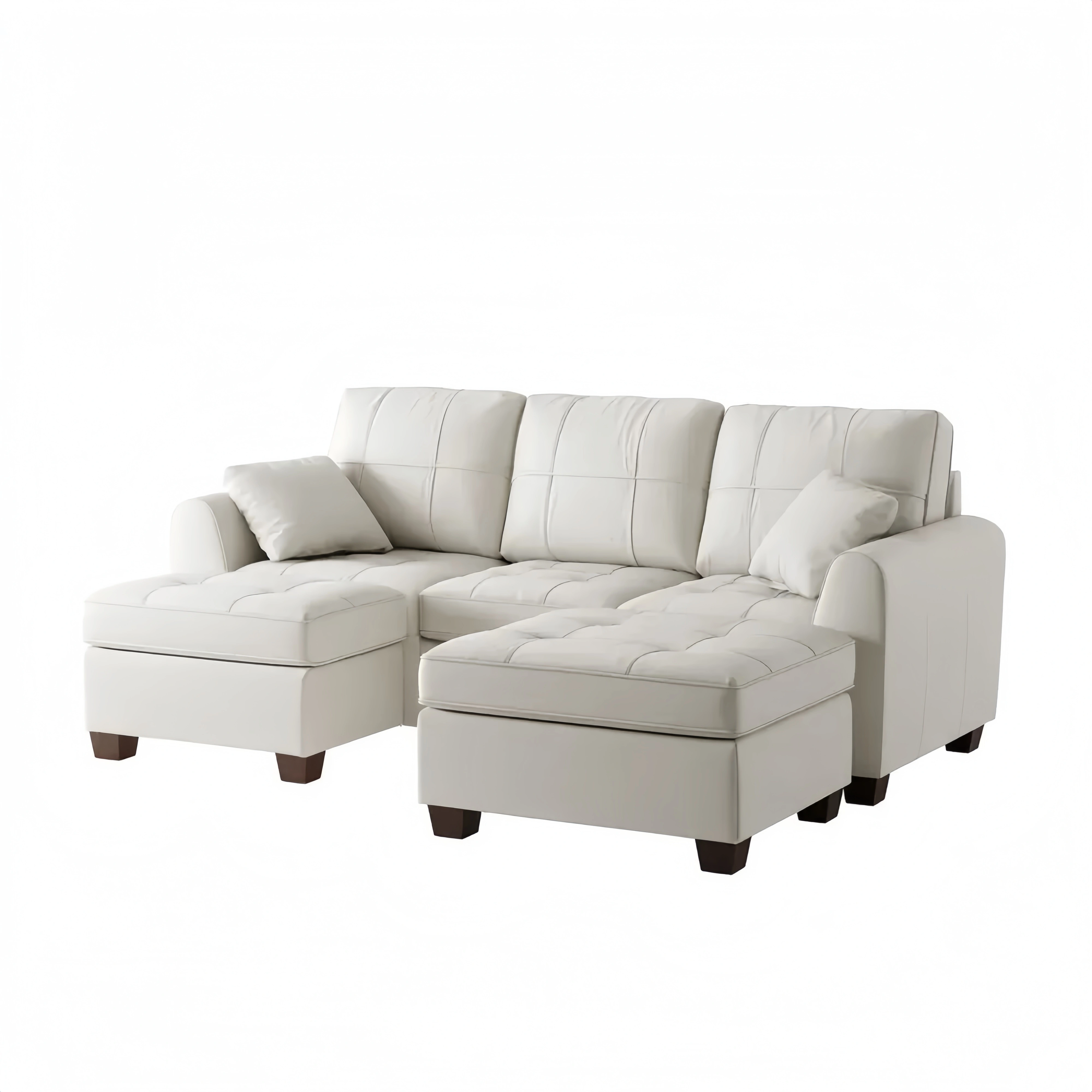 Ecksofa Ledersofa 250x150x85 cm – Creme – Modernes Design