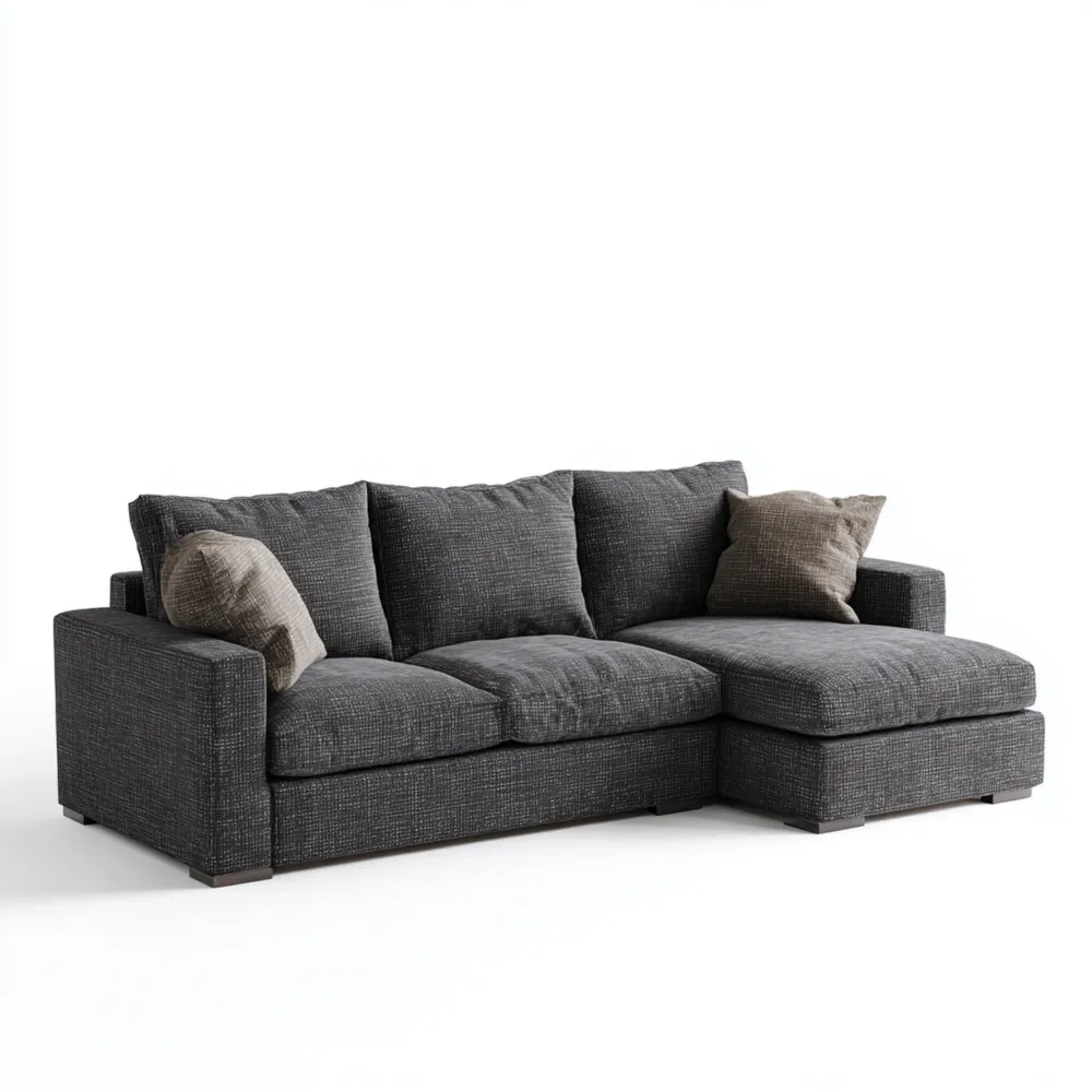 Divano angolare in tessuto 270x170x85 cm – Grigio scuro – Design moderno