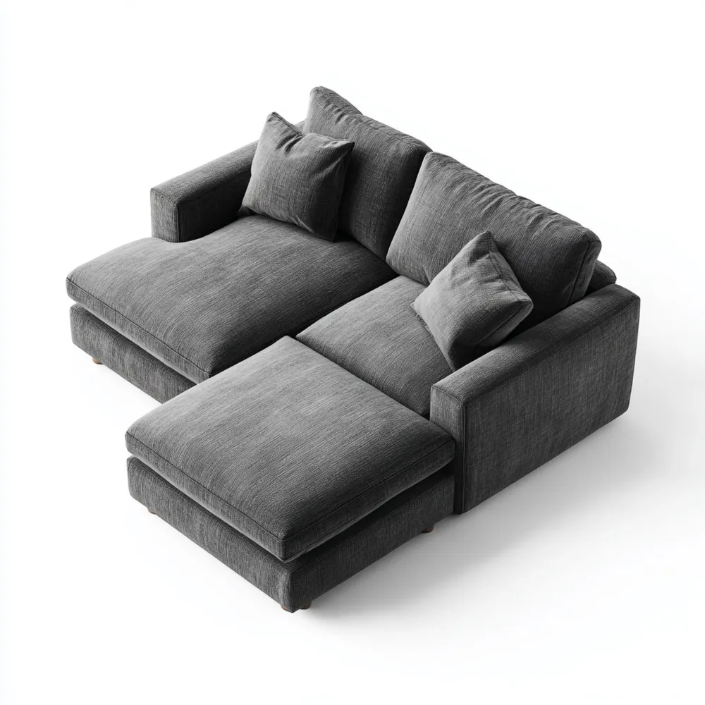 Divano angolare in tessuto 230x140x85 cm - Grigio Scuro - Design moderno