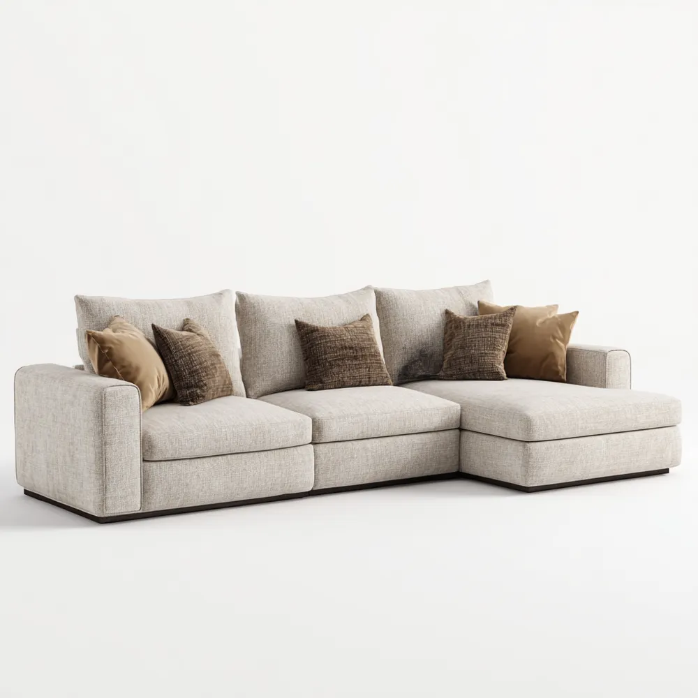 Divano angolare in tessuto 300x95x88 cm – Beige – Design moderno