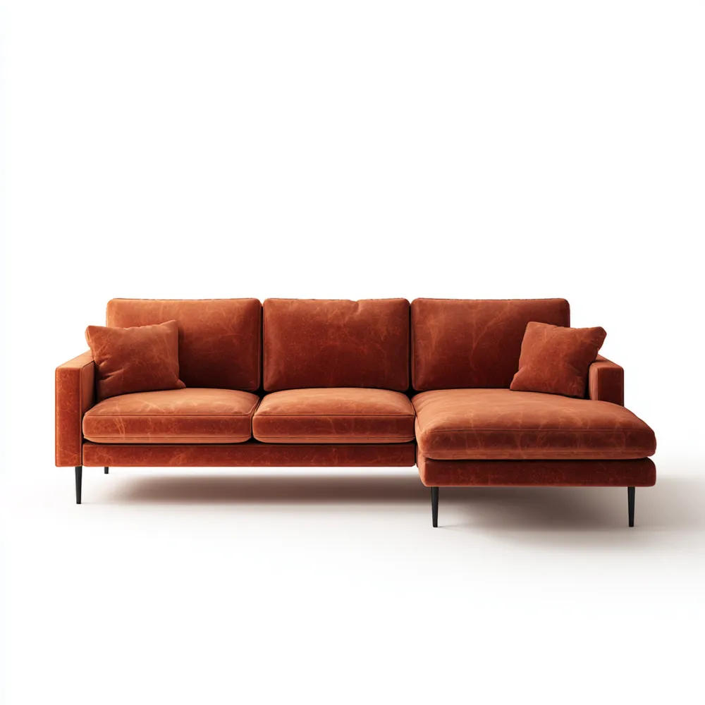 Divano angolare in tessuto 270x160x85 cm - Arancione - Design moderno