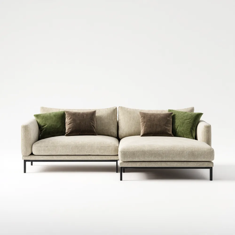 Divano angolare tessuto 250x150x85 cm - Beige - Design moderno