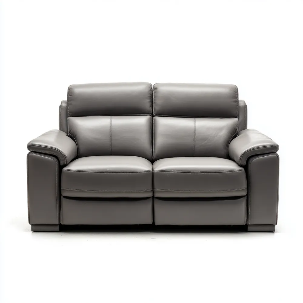 Divano due posti in pelle 140x90x95 cm - Grigio-Calmspatial