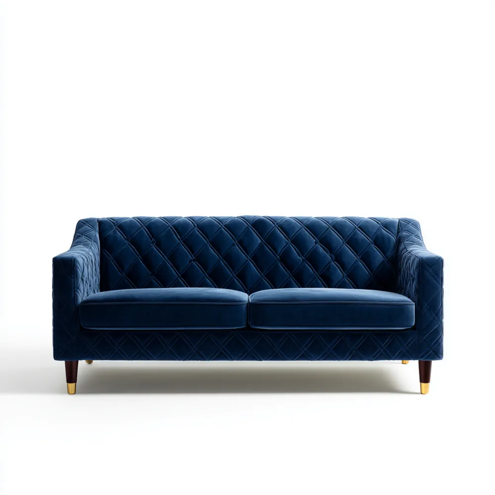 Divano due posti in velluto trapuntato Blu 170x90x85 cm - Design moderno-Calmspatial