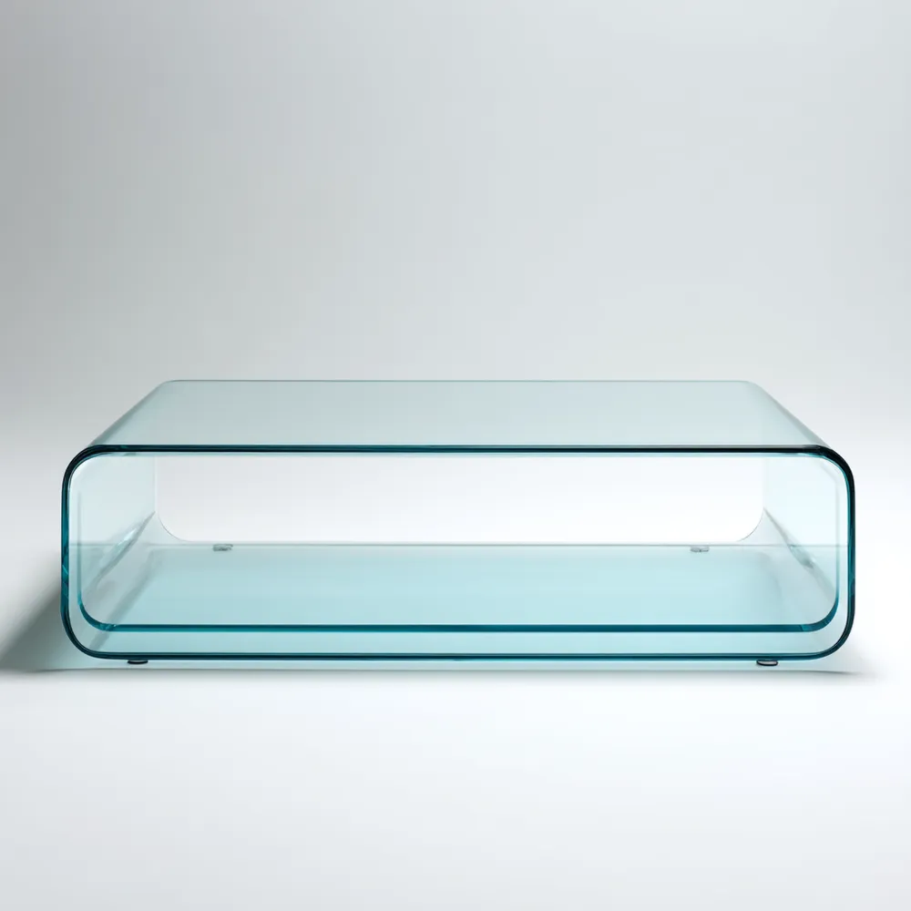 Tavolino da caffè vetro curvato 100x50x33 cm – Trasparente – Design moderno-Calmspatial