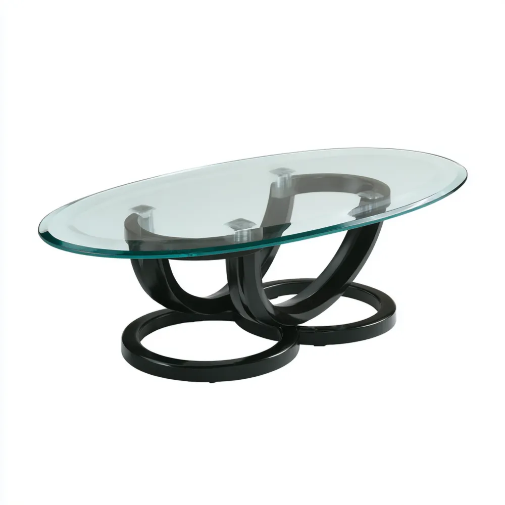 Tavolino da caffè in vetro 120x60x45 cm - Trasparente/Nero - Design Contemporaneo-Calmspatial