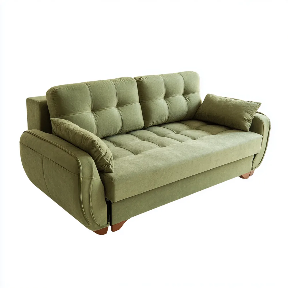 Divano a Due Posti 200x90x95 cm - Tessuto Verde - Design Moderno-Calmspatial
