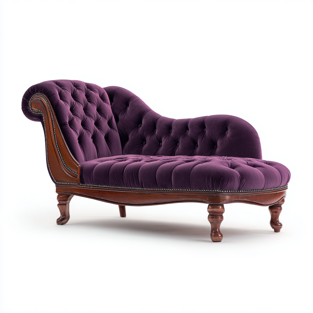 Chaise longue velluto/legno 176x82x90 cm – viola – design classico-Nestgonest