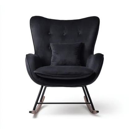 Sedia a dondolo imbottita in tessuto 92×78×105 cm – nero – design moderno per soggiorno-Nestgonest