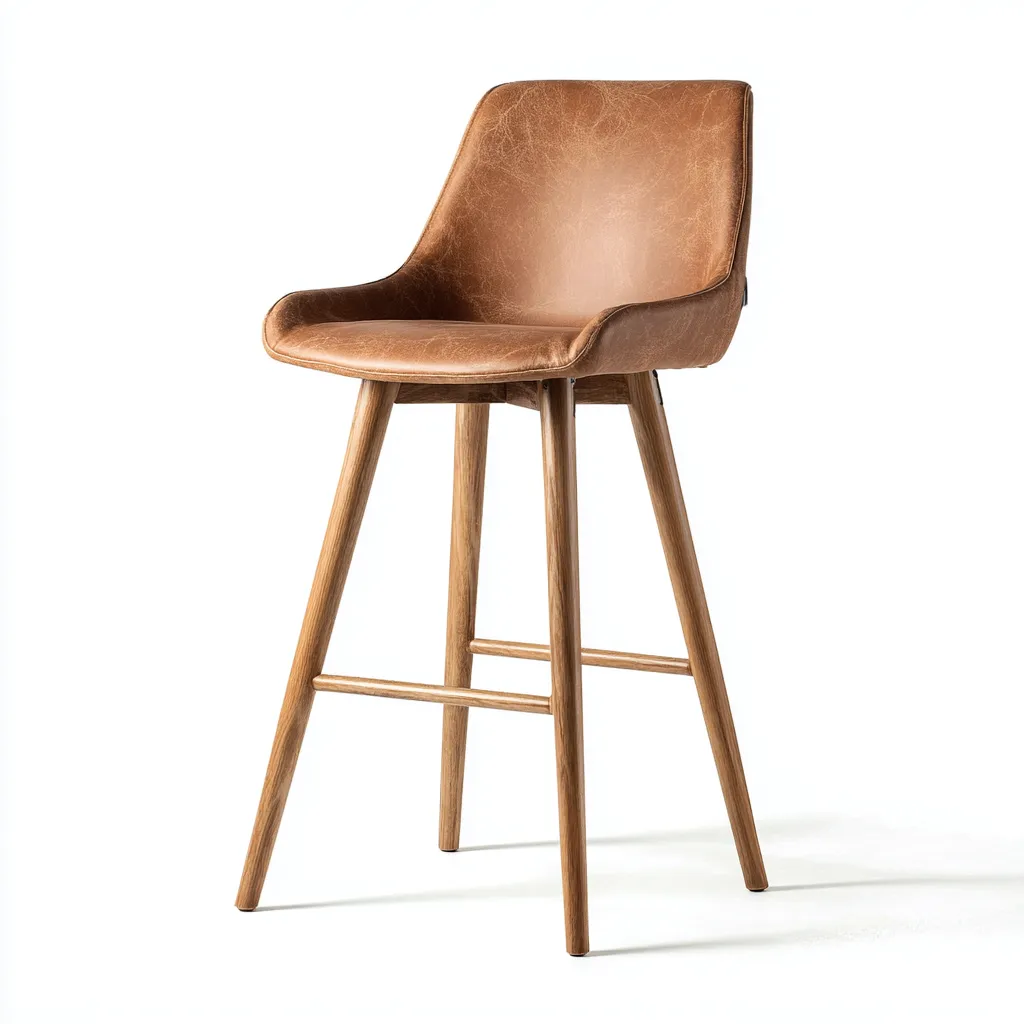 Sgabello da bar pelle sintetica e legno 50×48×95 cm – marrone/legno – design moderno-Nestgonest