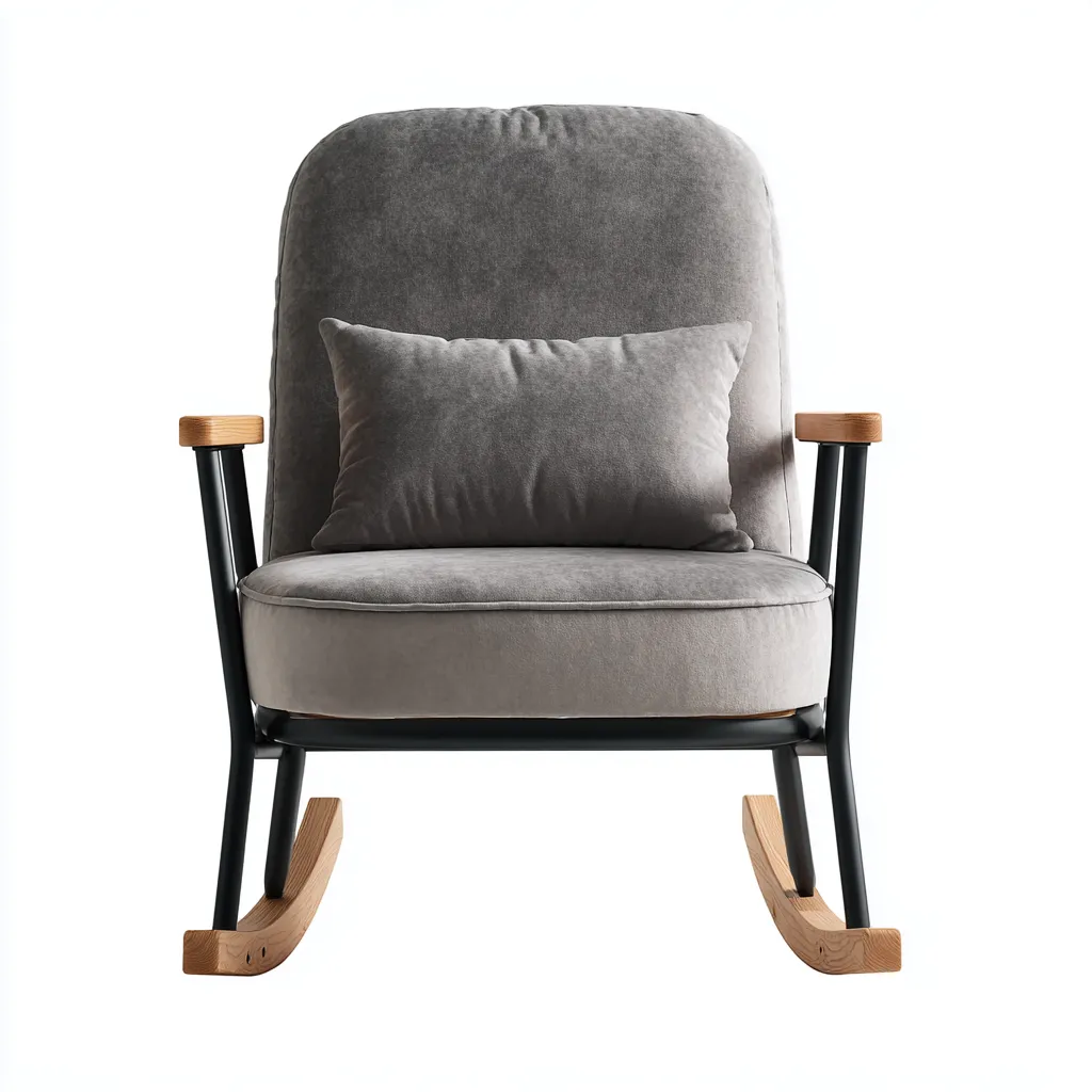 Sedia a dondolo Velluto/Metallo/Legno 88x70x95 cm – Grigio scuro – Design moderno-Nestgonest