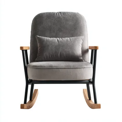 Sedia a dondolo Velluto/Metallo/Legno 88x70x95 cm – Grigio scuro – Design moderno-Nestgonest