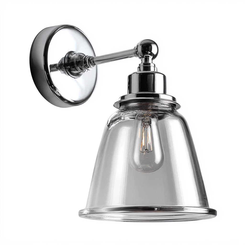 Applique Metallo/Vetro 16x12x22 cm – Argento/Trasparente – Design moderno-Nestgonest