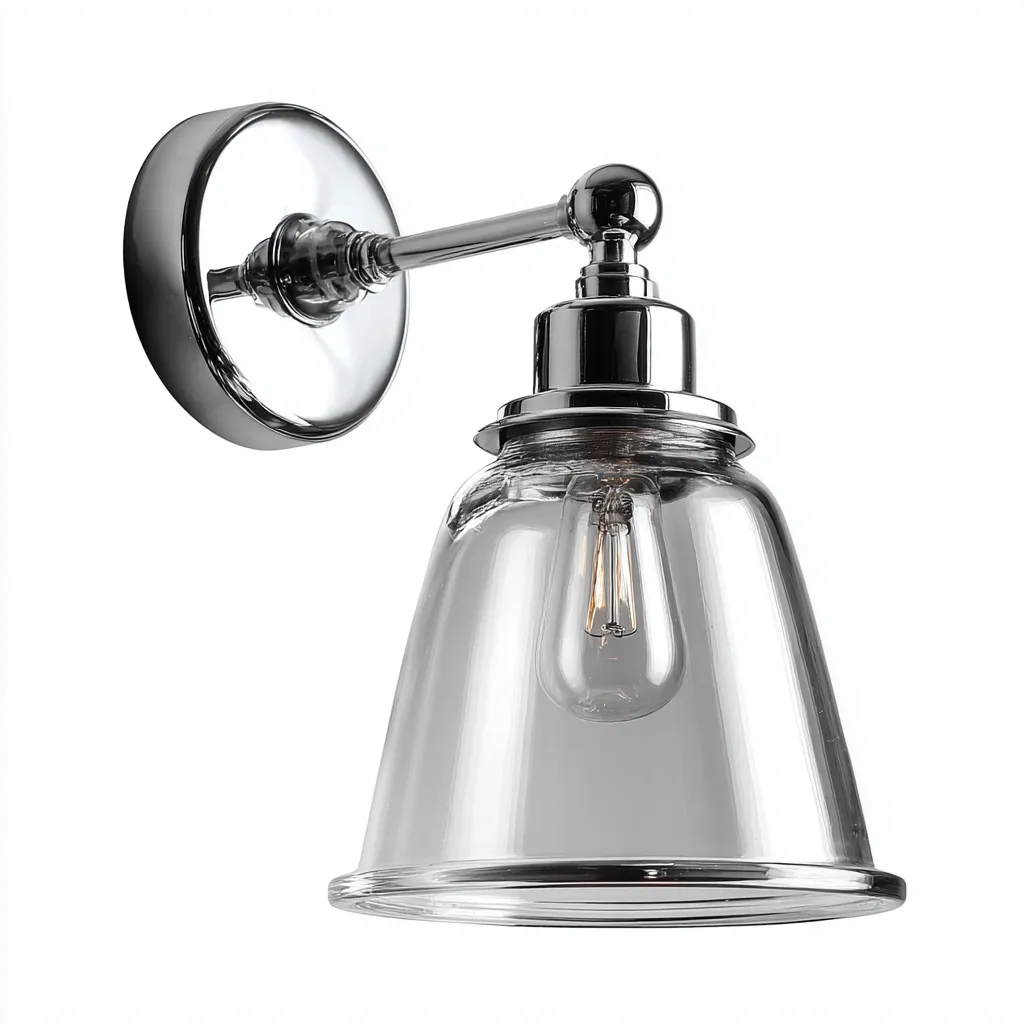 Applique Metallo/Vetro 16x12x22 cm – Argento/Trasparente – Design moderno-Nestgonest