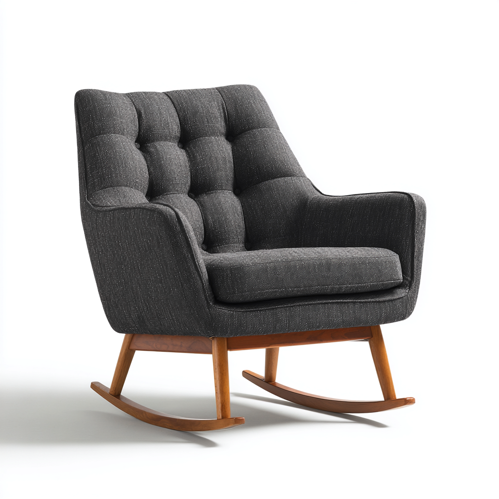 Sedia a dondolo imbottita in tessuto 92×78×102 cm – grigio – design moderno per soggiorno-Nestgonest