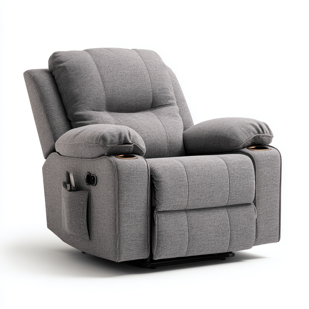 Poltrona reclinabile tessuto 92×90 cm – grigio – design moderno-Nestgonest