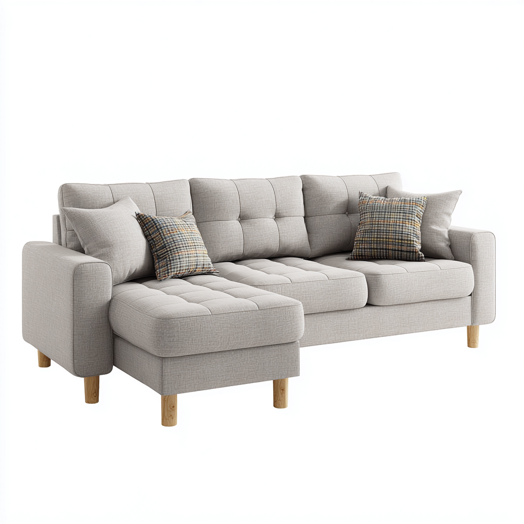 Divano angolare tessuto 260×155×85 cm – beige – design moderno-Nestgonest